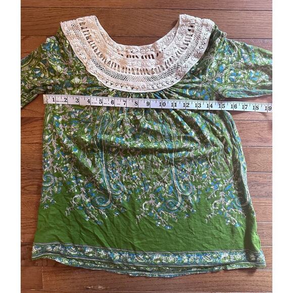 Meadow Rue by Anthropologie XS Boho crochet collar floral top - Picture 4 of 8